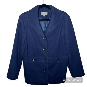 JM Collection Navy Blue Button Up Coat Jacket Size XL
